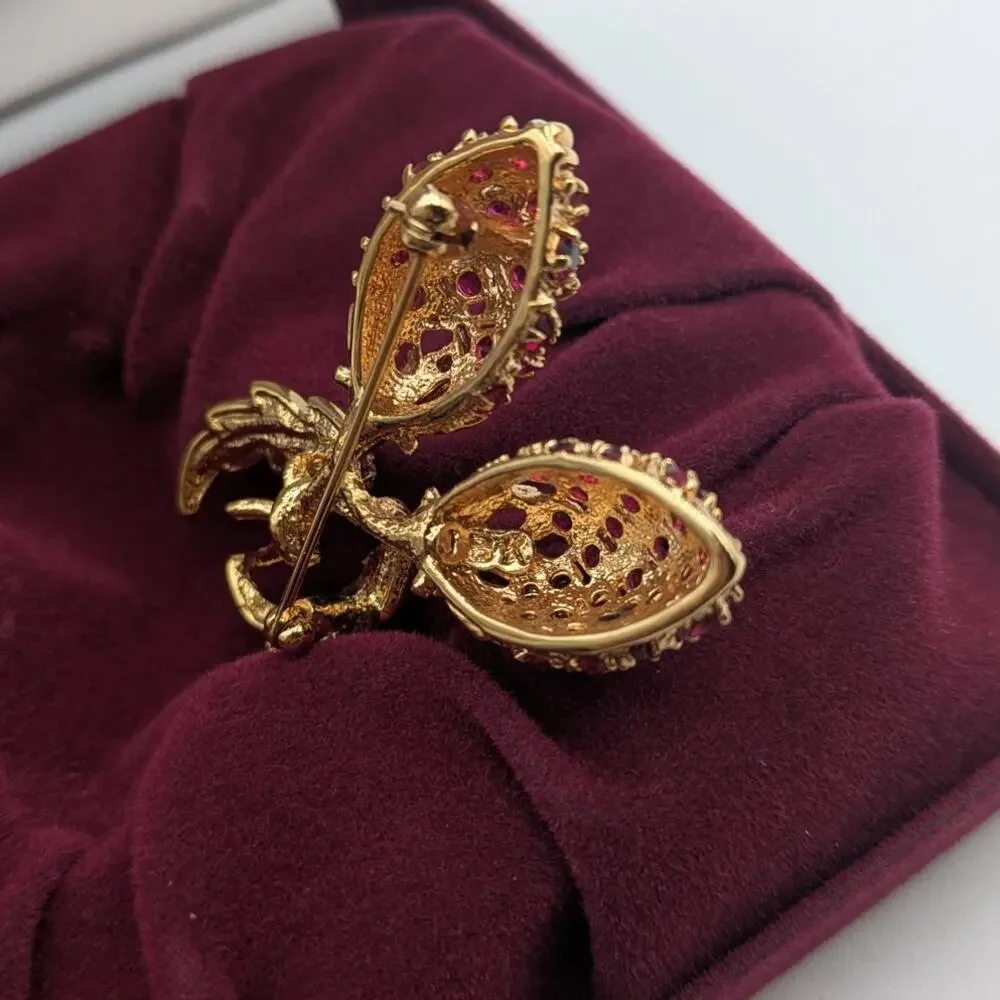 VTG Camrose & Kross Jacqueline Kennedy Swarovski Crystal Berry Pin Brooch w/ COA